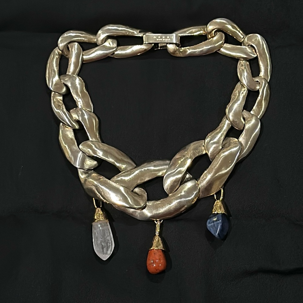 Marni Metal and Stone Chunky Gold necklace